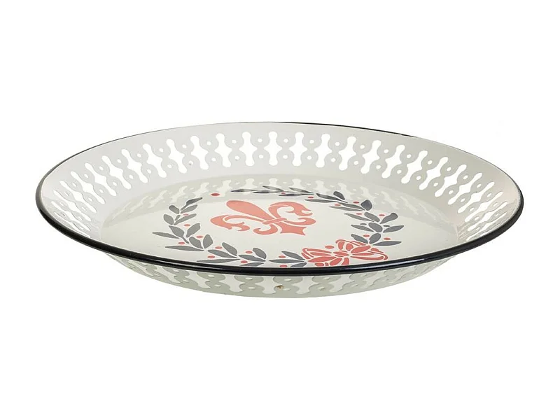 Weißes Metalltablett 33,5 x 33,5 x 3,5 h cm