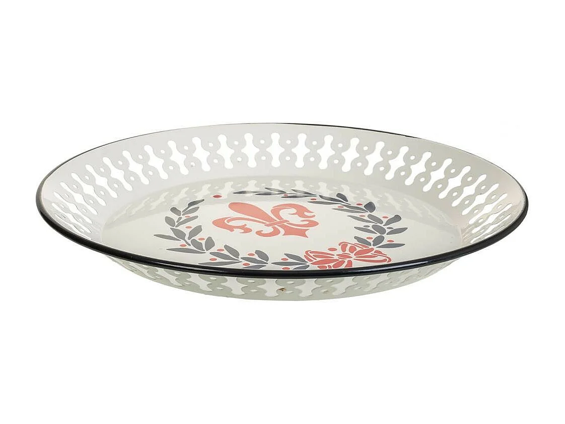 Bandeja de metal branco 33,5x33,5x3,5