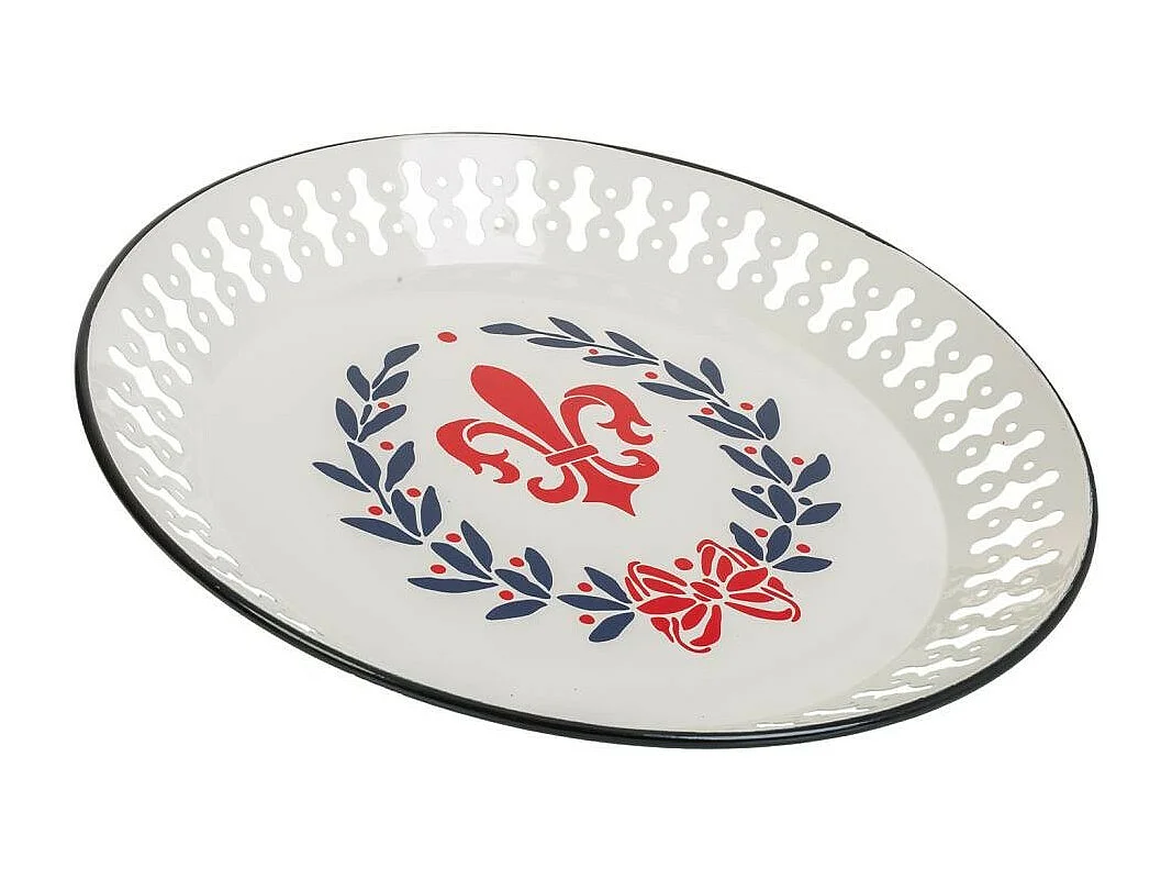 Bandeja de metal branco 33,5x33,5x3,5