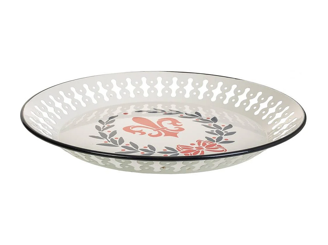 Bandeja de metal branco 33,5x33,5x3,5