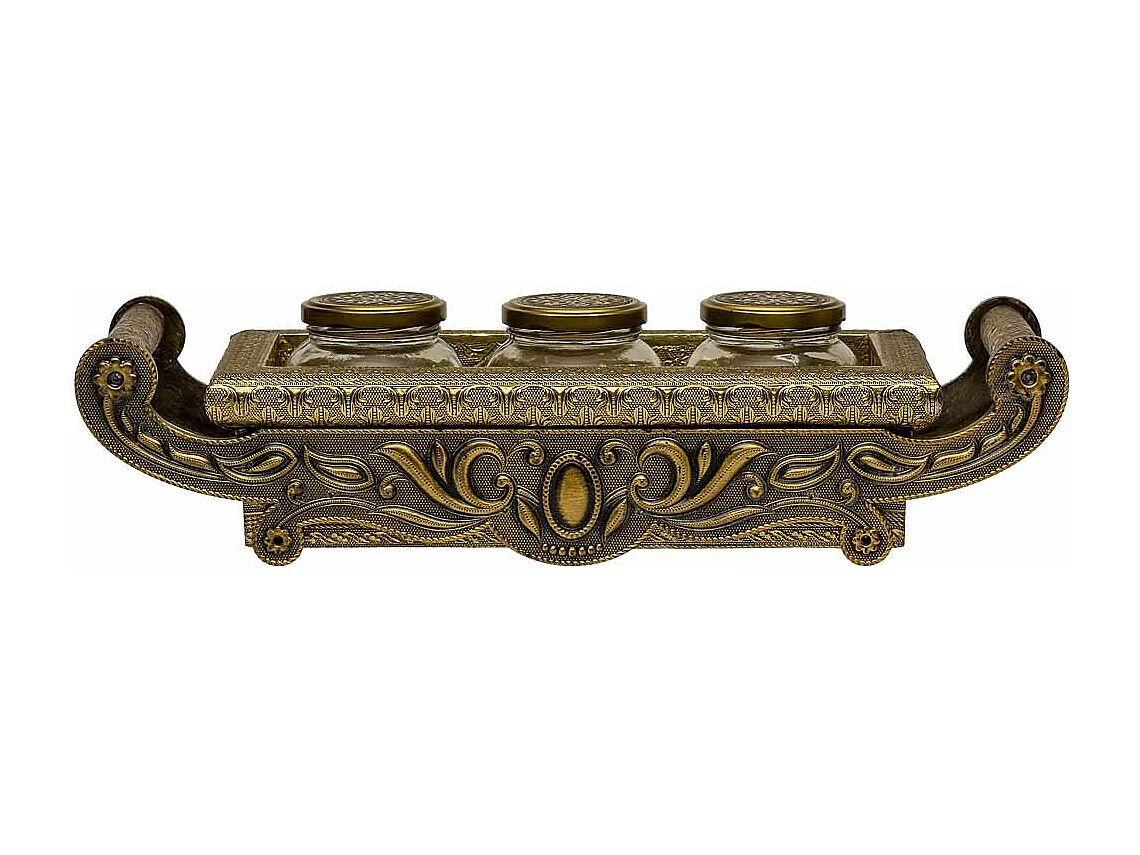 Bandeja de metal com relevo cor cobre 43x17,5x7