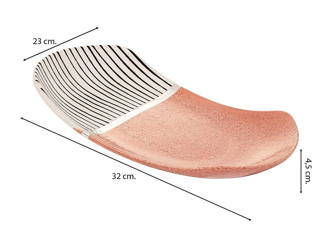 Centro de mesa em cerâmica rosa 32x23x4,5