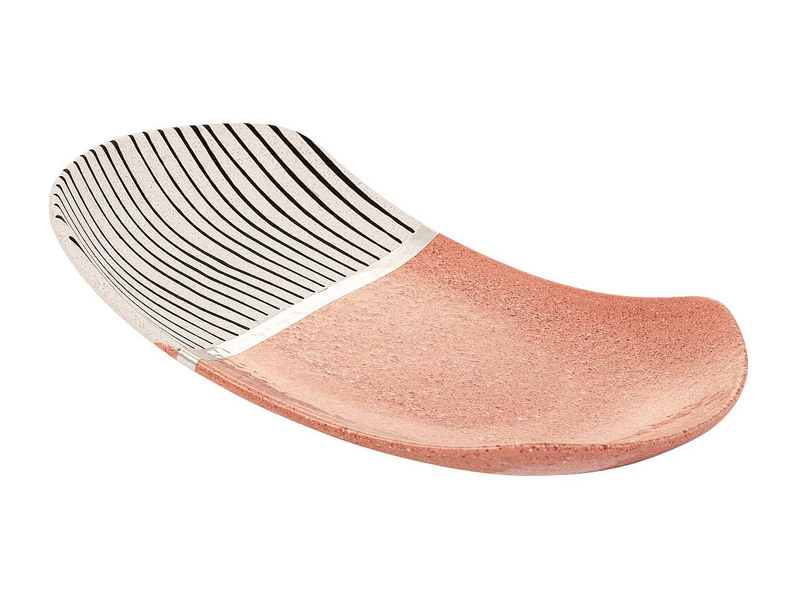 Centro de mesa em cerâmica rosa 32x23x4,5