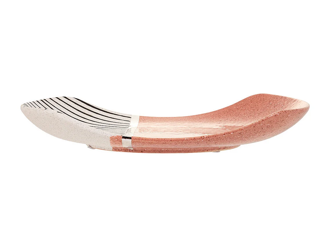 Centrotavola in ceramica rosa 32x23x4,5h