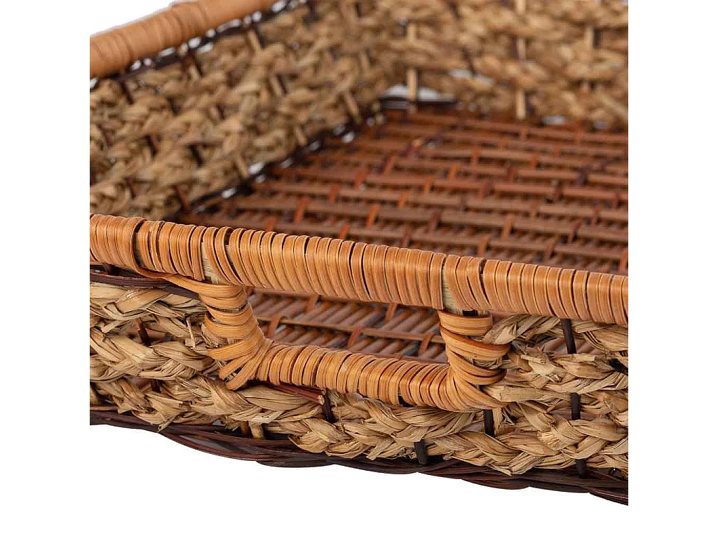 Bandeja retangular em corda trançada marrom 50x40x08