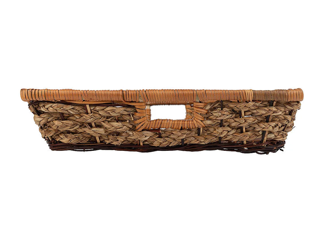Bandeja retangular em corda trançada marrom 50x40x08