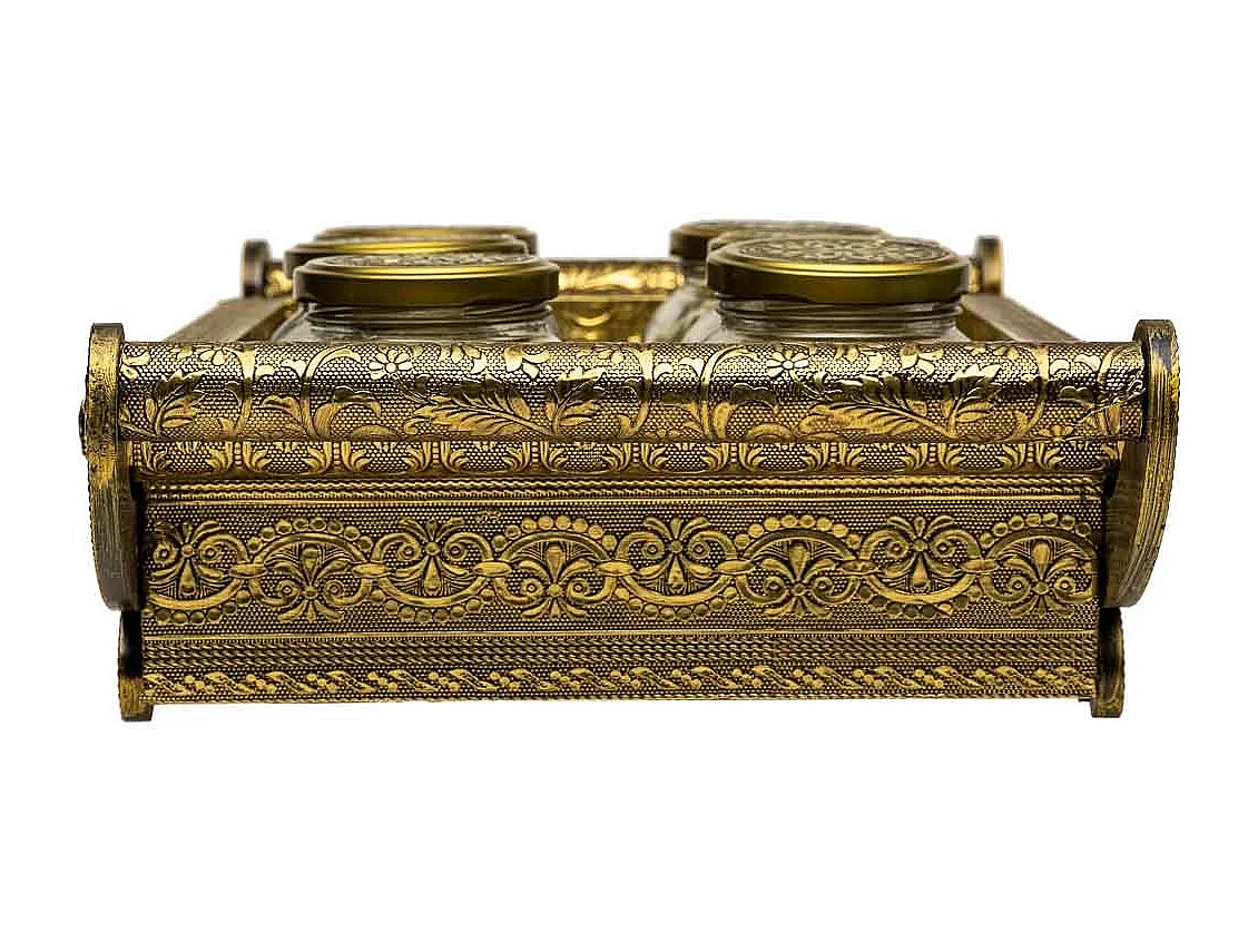 Bandeja de metal com relevo cor cobre 46x26x7