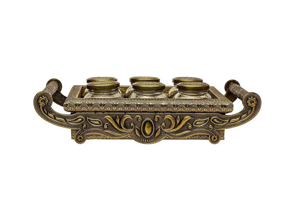 Vassoio in metallo goffrato color rame 46x26x7h