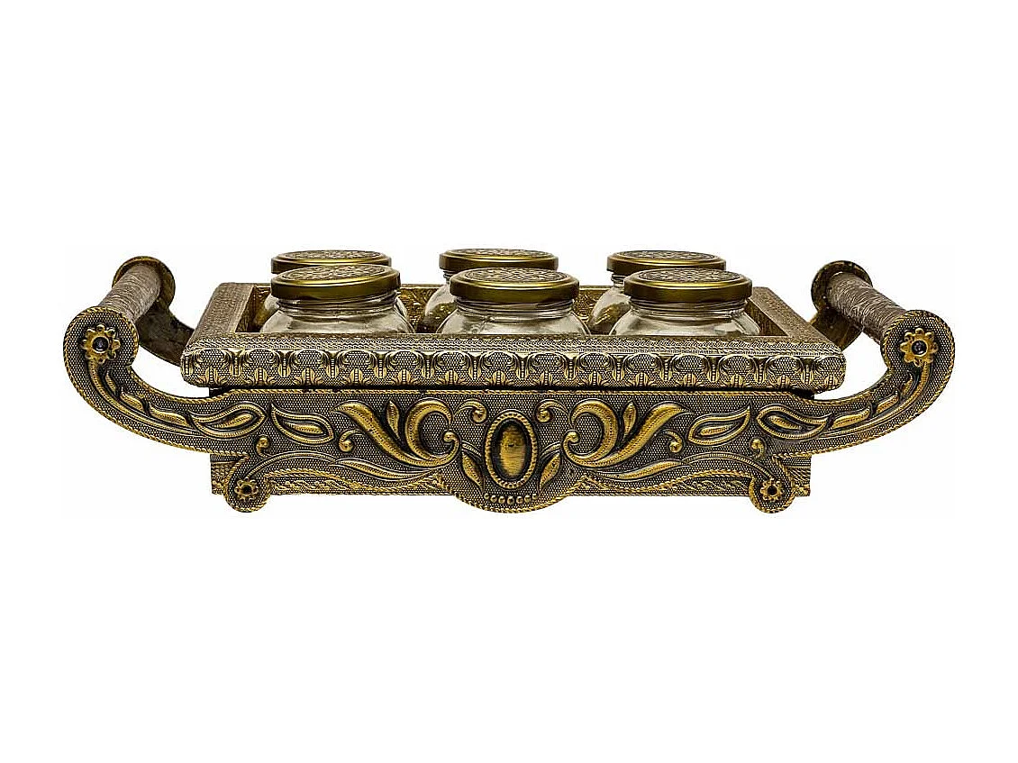 Plateau en métal repoussé couleur cuivre 46x26x7h