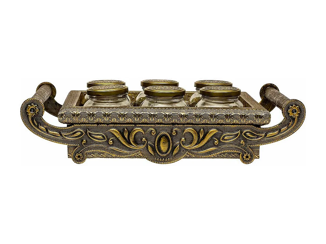 Bandeja de metal repujado color cobre 46x26x7