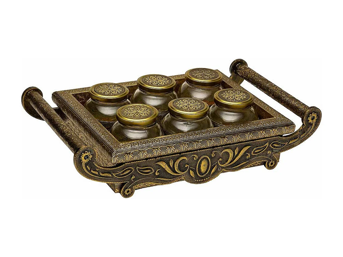 Bandeja de metal repujado color cobre 46x26x7