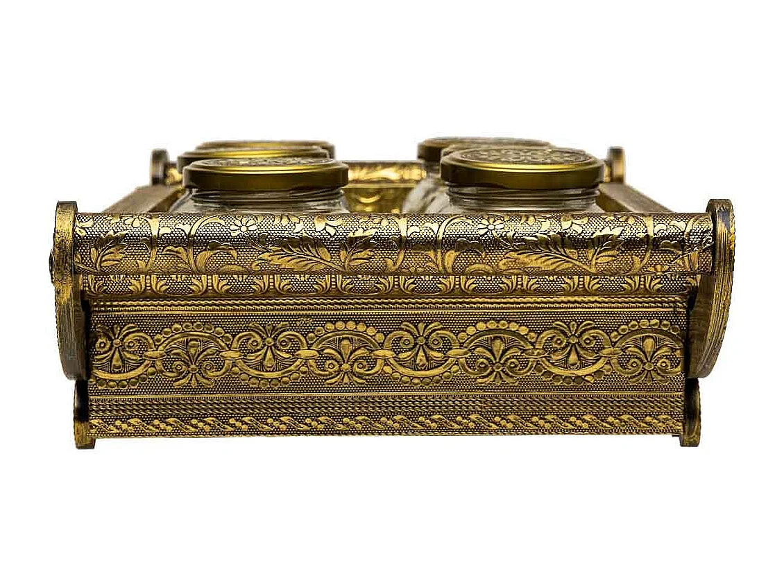 Bandeja de metal repujado color cobre 46x26x7