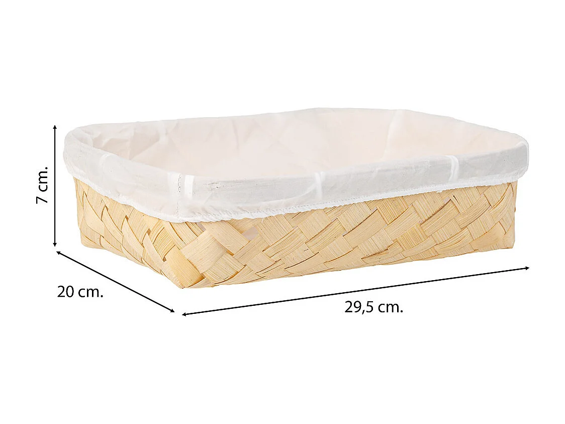 Braun gefüttertes Bambustablett 29,5x20x7h cm