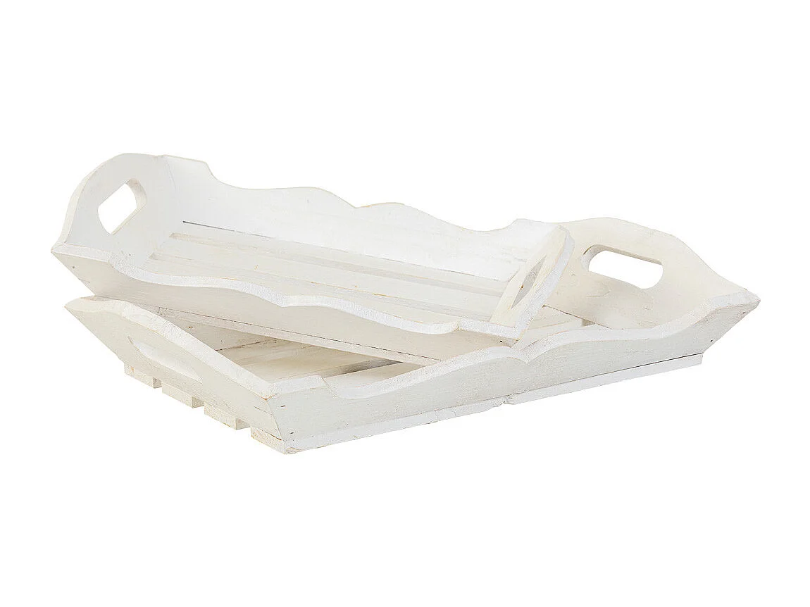 Ensemble de 2 plateaux en bois blancs