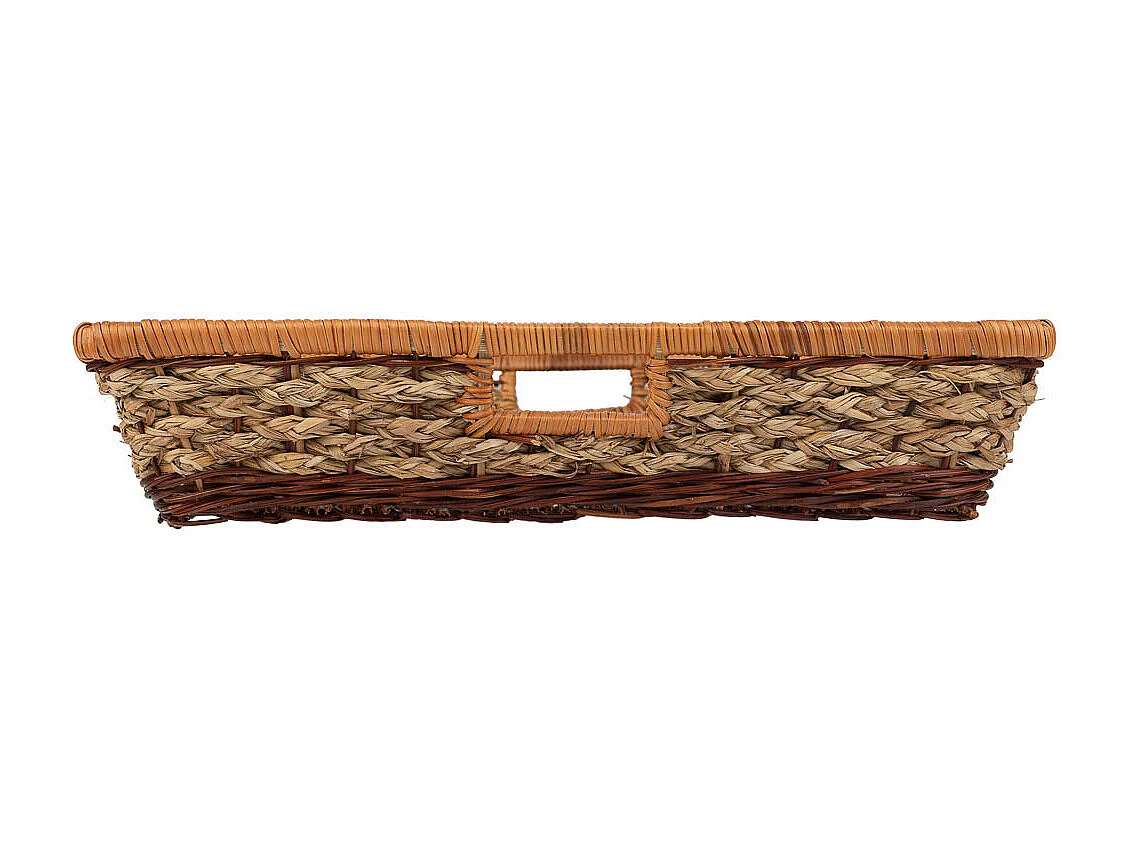 Plateau rectangulaire en corde tressée marron 60x50x10h