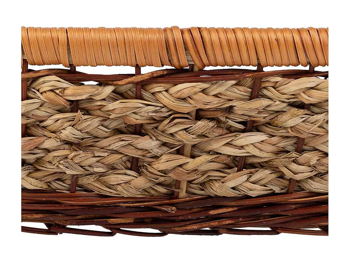 Bandeja retangular em corda trançada marrom 60x50x10