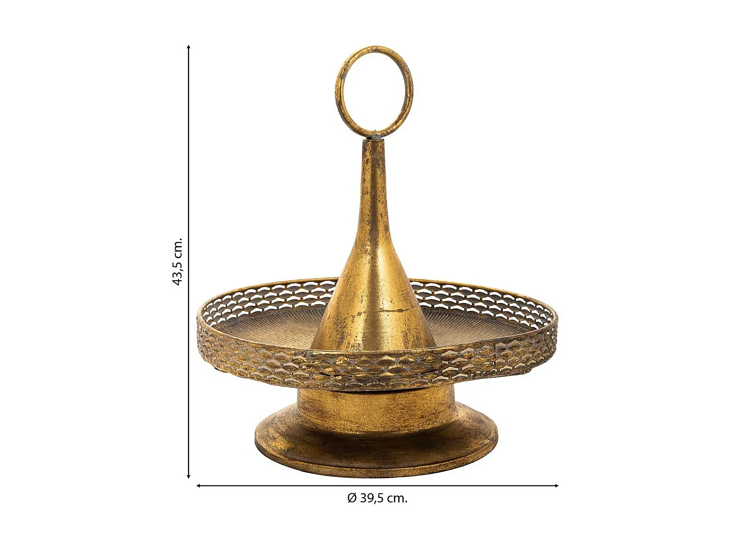 Mitteltisch aus goldenem Metall, 39,5 x 39,5 x 43,5 h cm