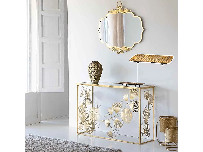 Mesa de centro em metal dourado 39,5x19,5x4,5