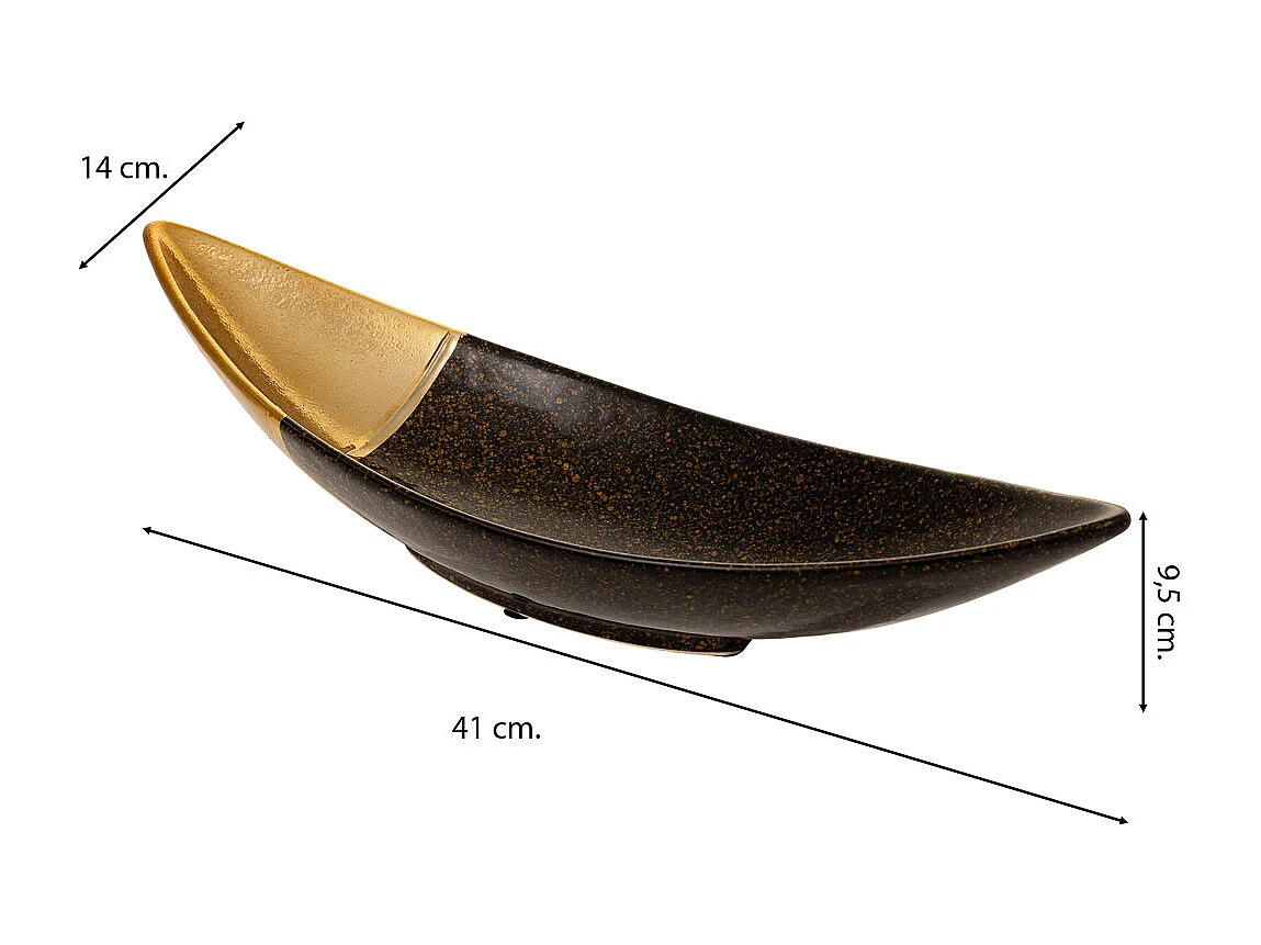 Centro de mesa em cerâmica dourada 41x14x9,5