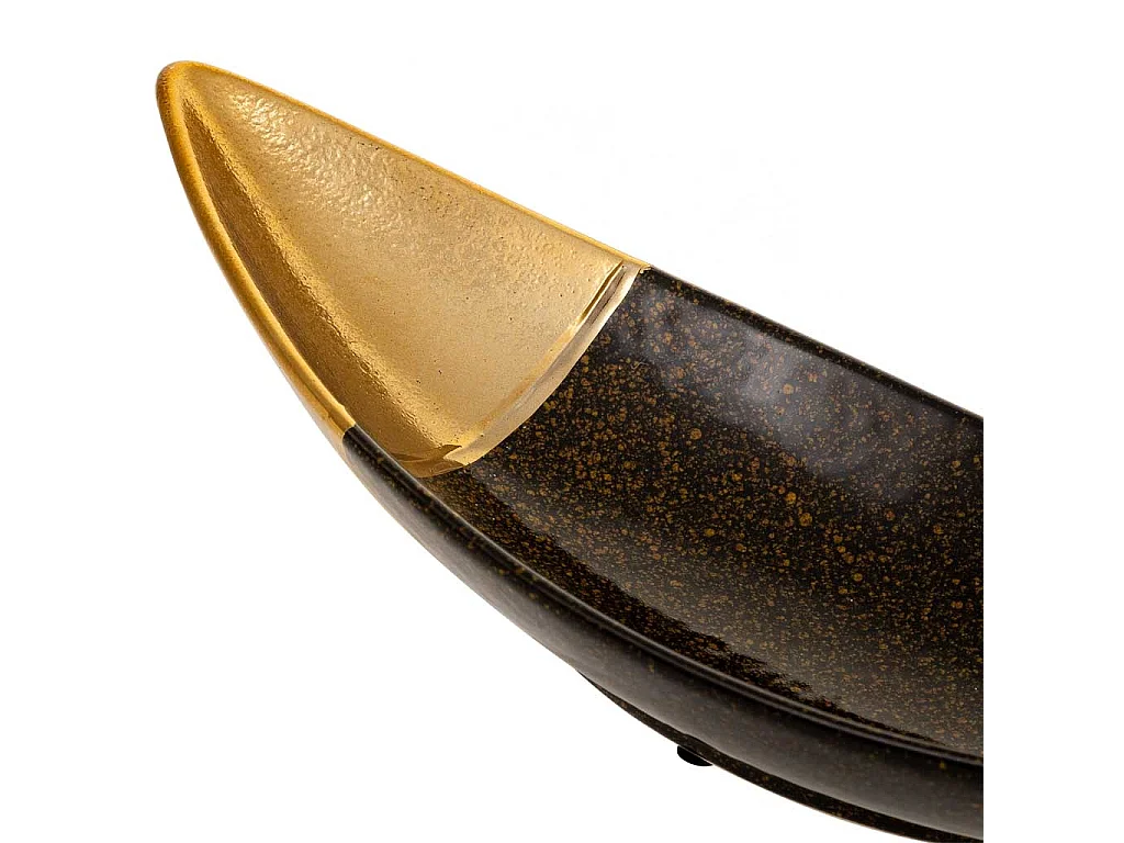 Centro de mesa em cerâmica dourada 41x14x9,5