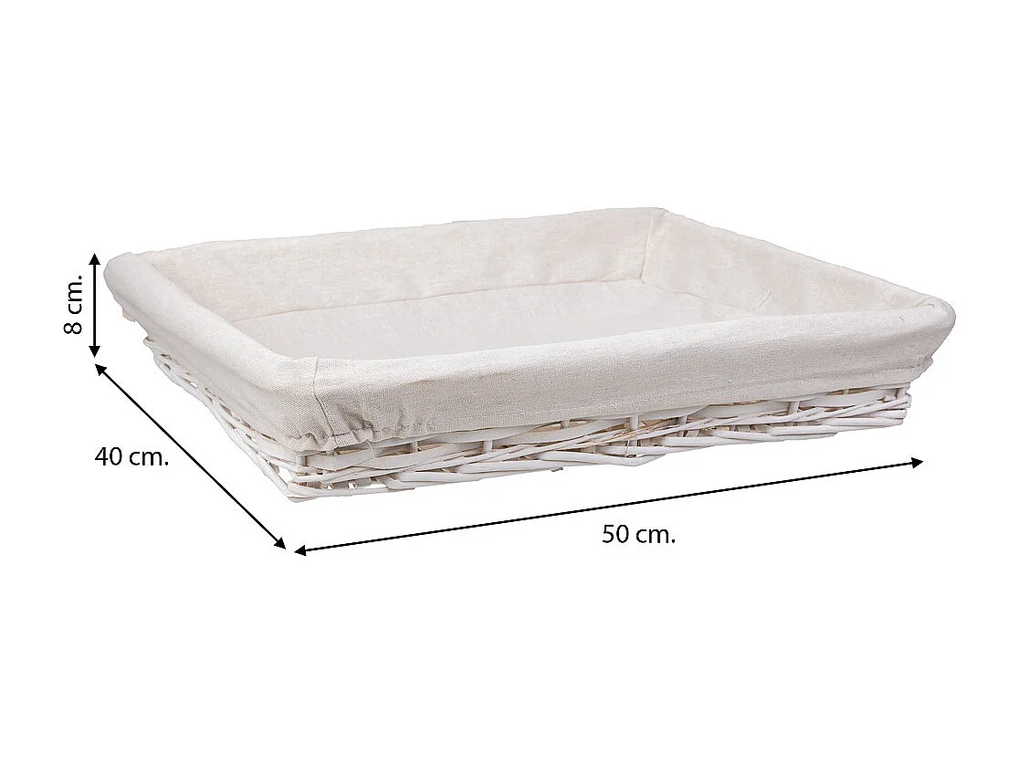 Bandeja de vime branca 50x40x08
