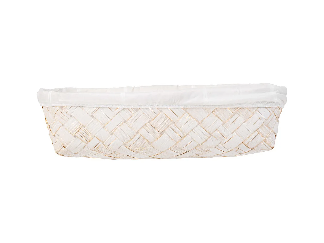 Vassoio in bambù foderato bianco 36x24x8h