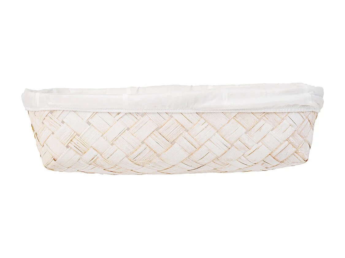 Bandeja de bambú forrada blanco 36x24x8
