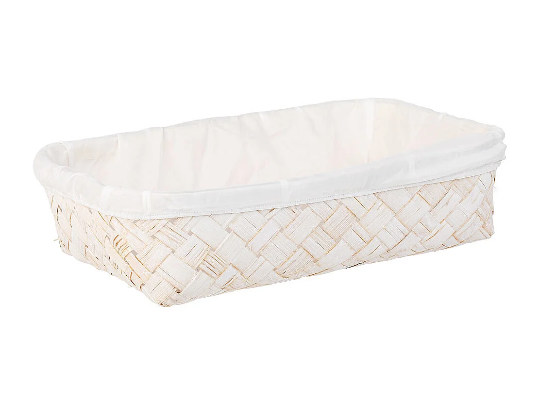 Bandeja de bambú forrada blanco 36x24x8