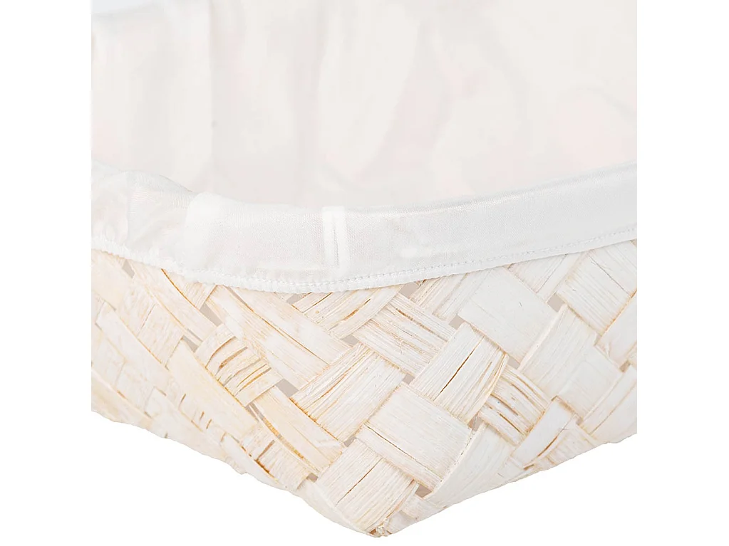 Bandeja de bambú forrada blanco 36x24x8