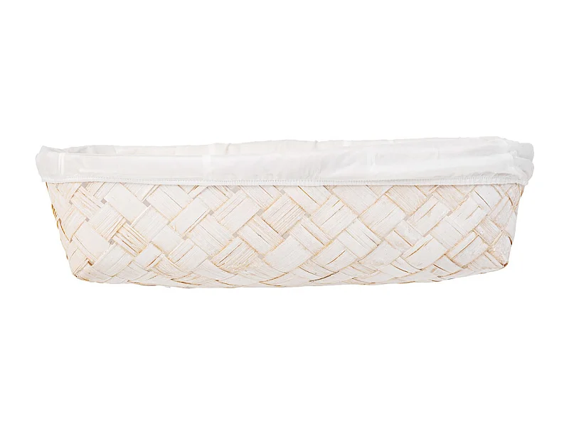 Vassoio in bambù foderato bianco 36x24x8h