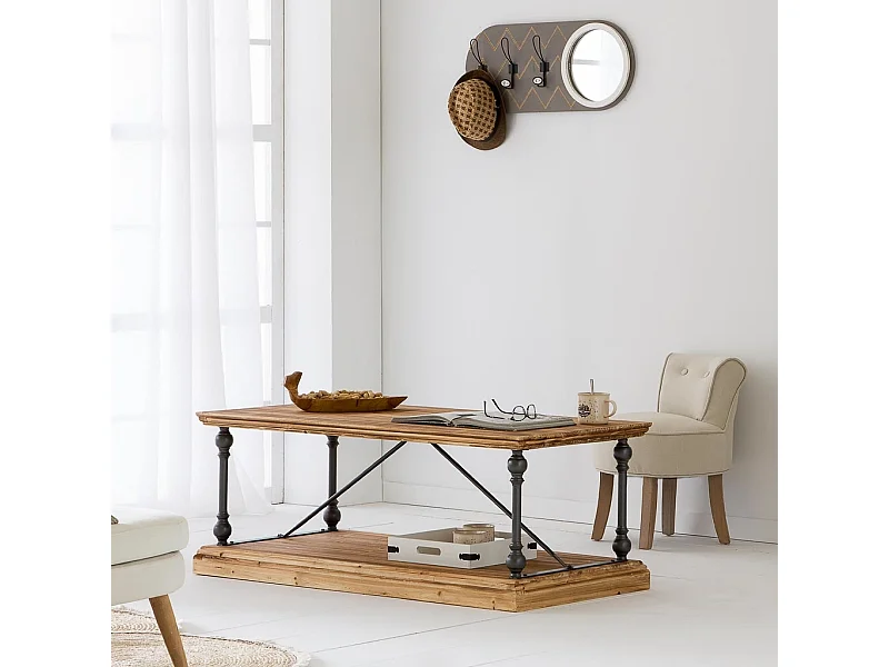 Set mit 2 Holztabletts mit weißem Lack