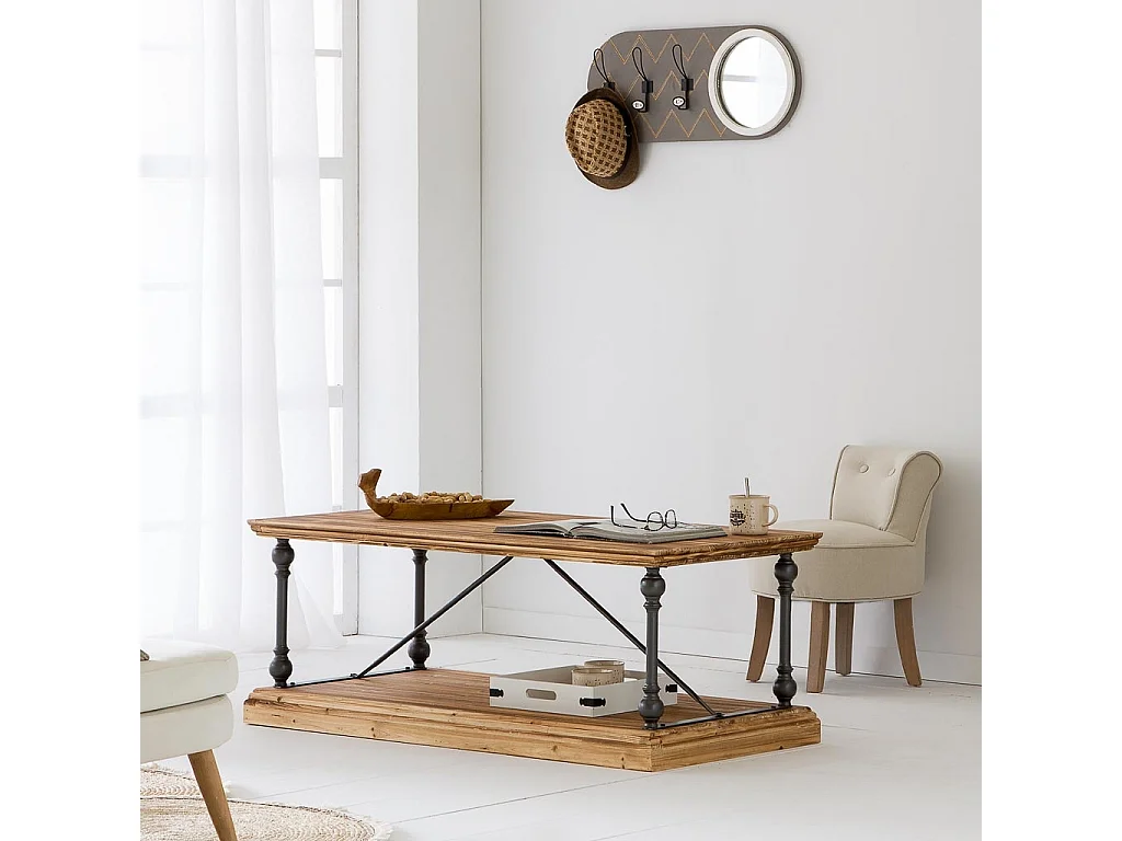 Set 2 bandejas de madera con lacado blanco