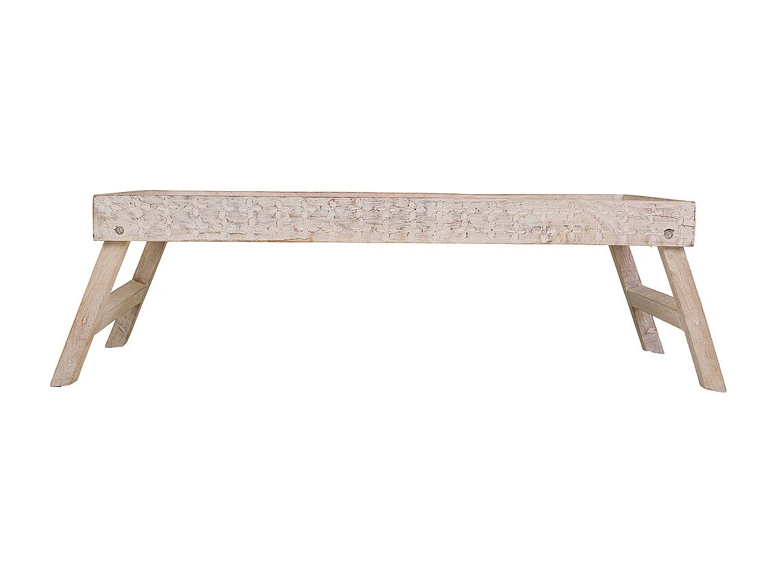 Plateau artisanal en bois blanc 70x30x20h