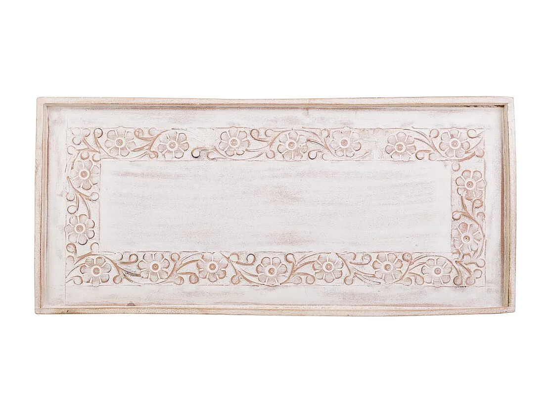 Plateau artisanal en bois blanc 70x30x20h