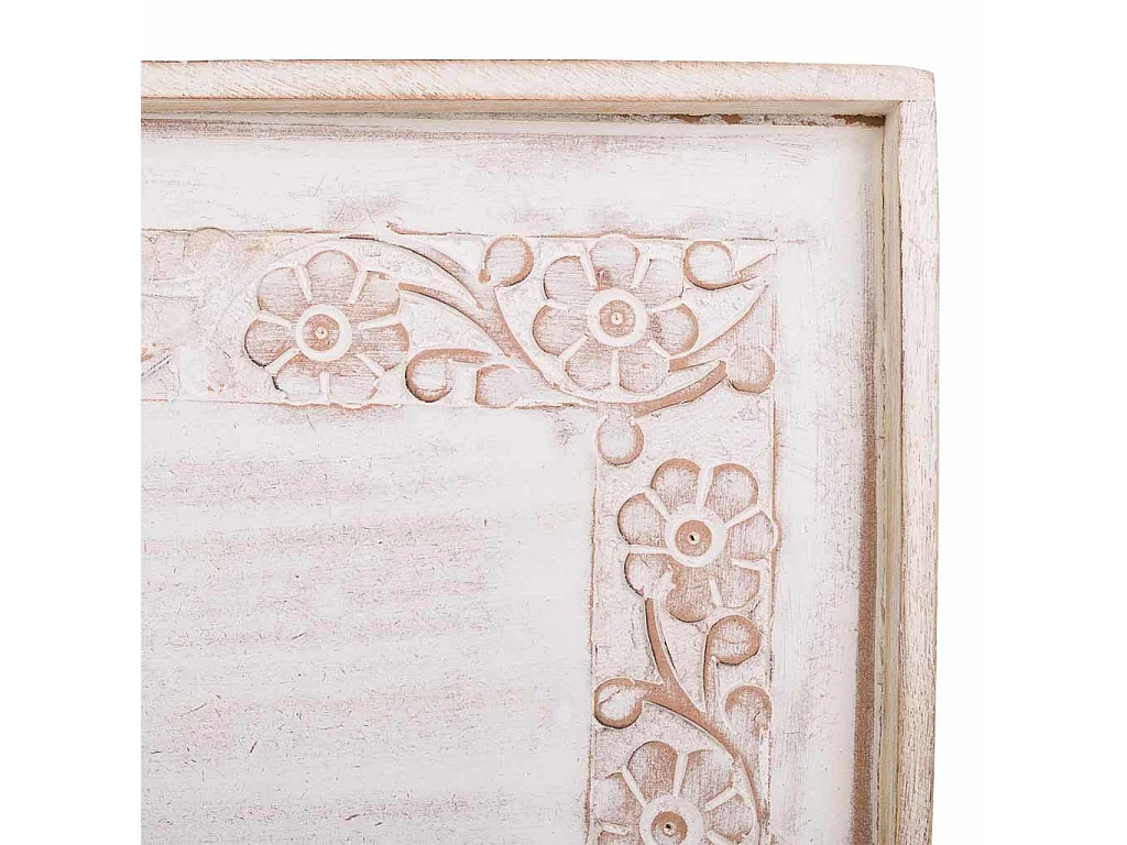 Plateau artisanal en bois blanc 70x30x20h