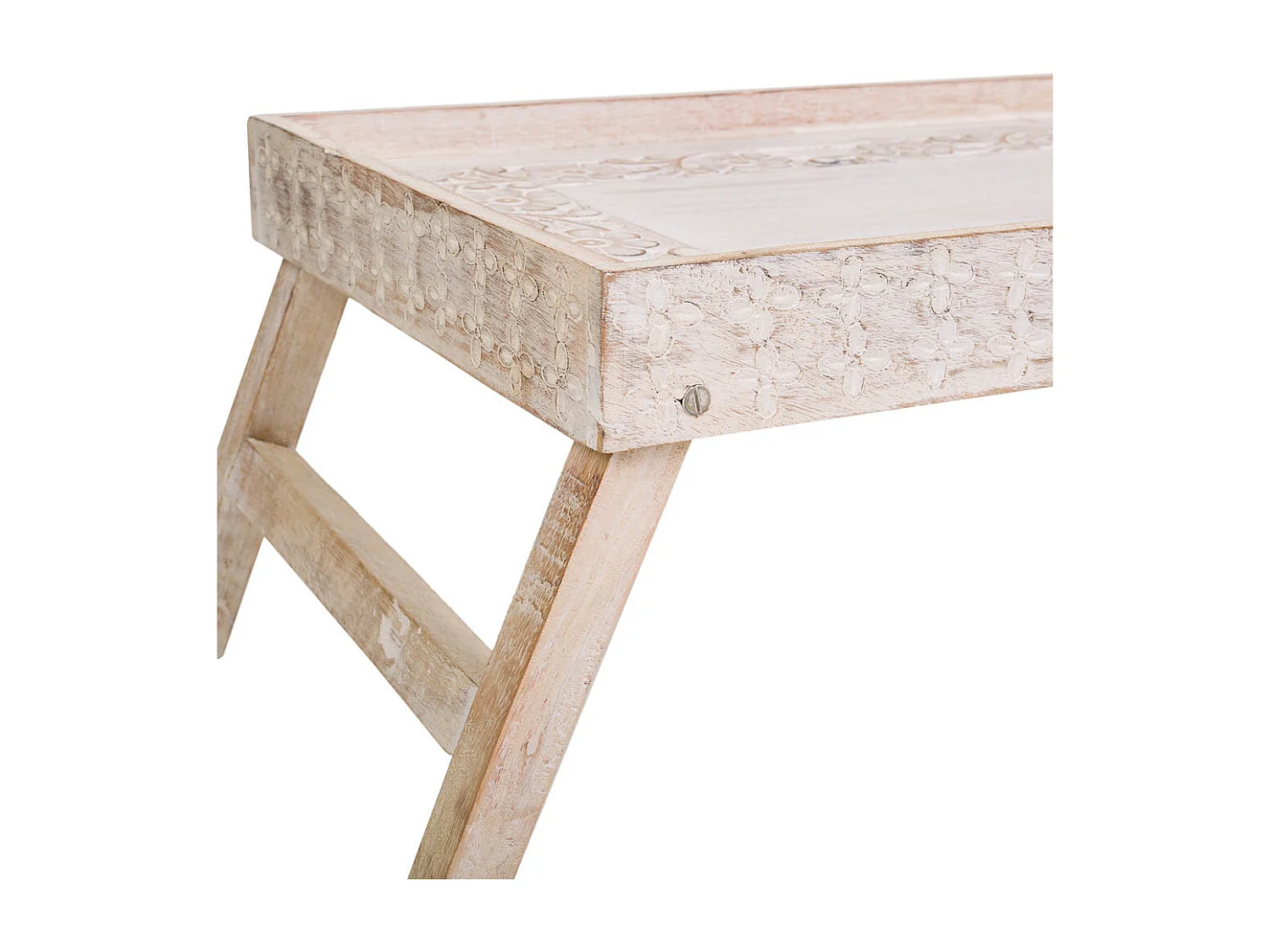 Plateau artisanal en bois blanc 70x30x20h