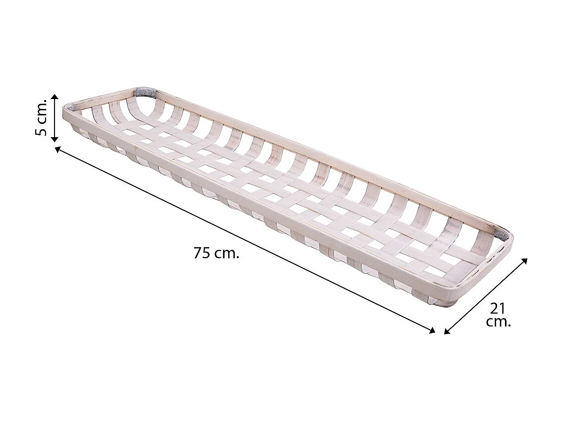 Bandeja de bambu branco 75x21x5