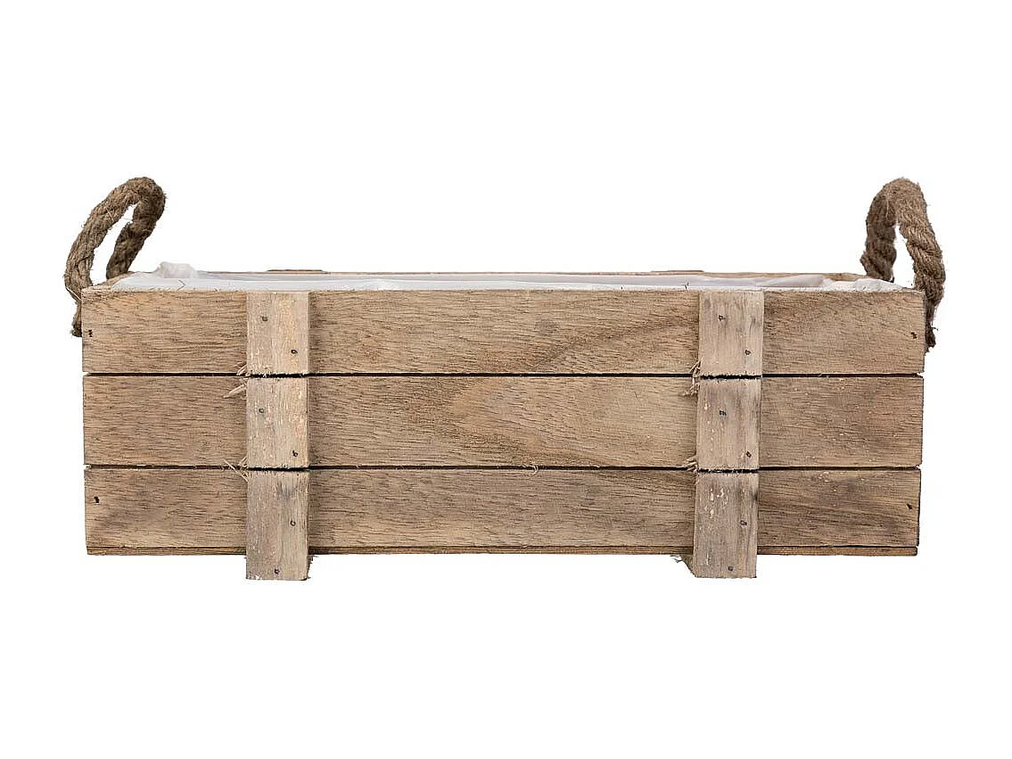 Cesto de madeira com alças marrons 32x13x10,5