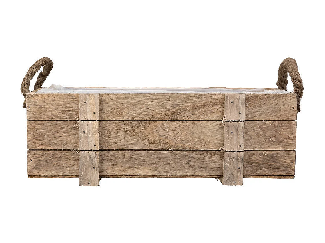 Cesto de madera con asas marrón 32x13x10,5