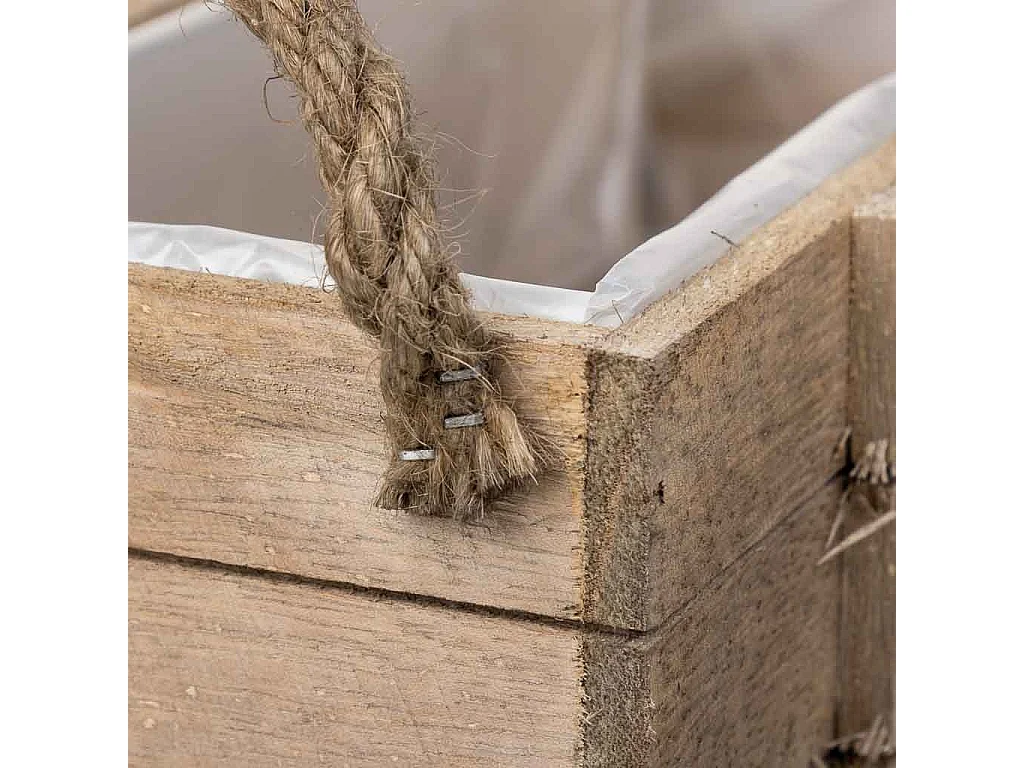 Cesto de madera con asas marrón 32x13x10,5