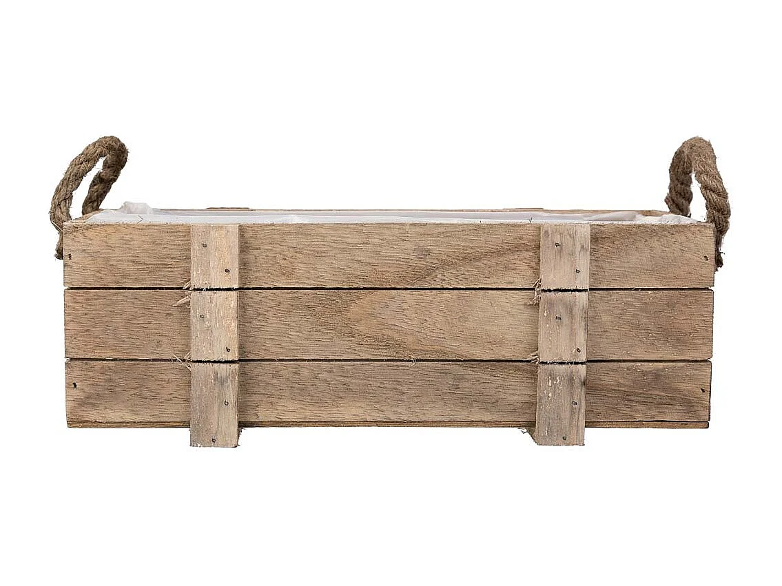 Cesto de madeira com alças marrons 32x13x10,5