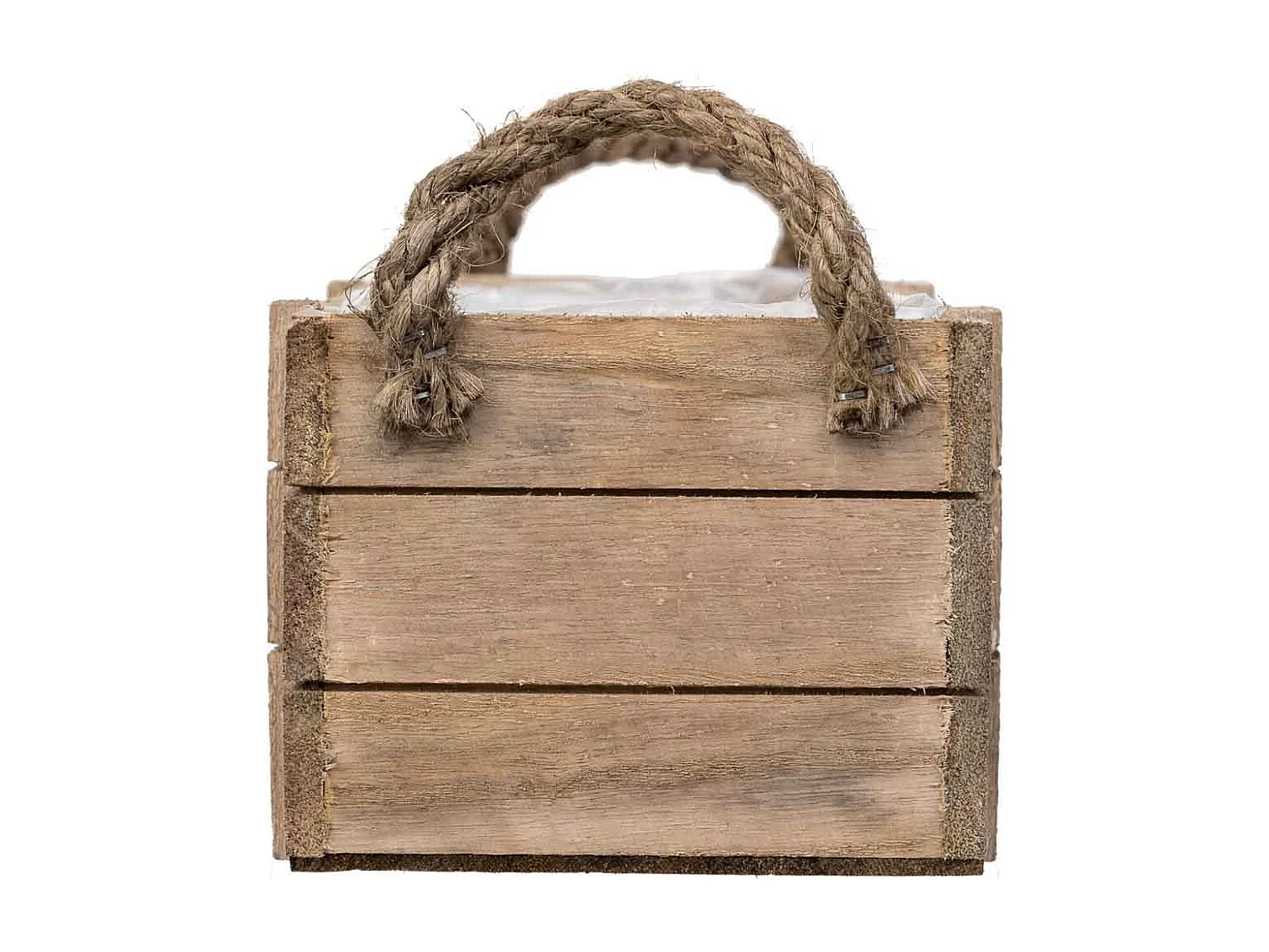 Cesto de madeira com alças marrons 32x13x10,5