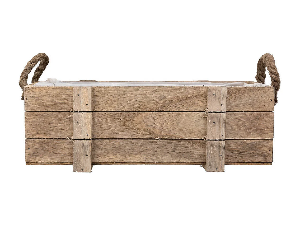 Cesto de madeira com alças marrons 32x13x10,5