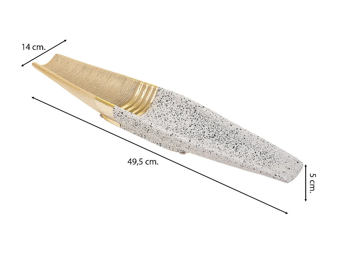 Centrotavola in ceramica dorata 49,5x14x5h