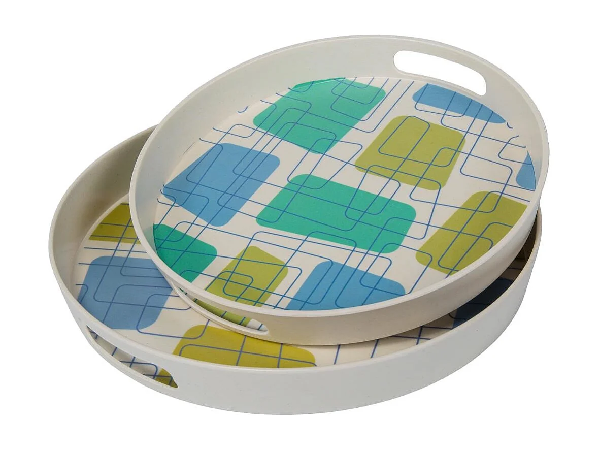 Ensemble de 2 plateaux en bambou colorés
