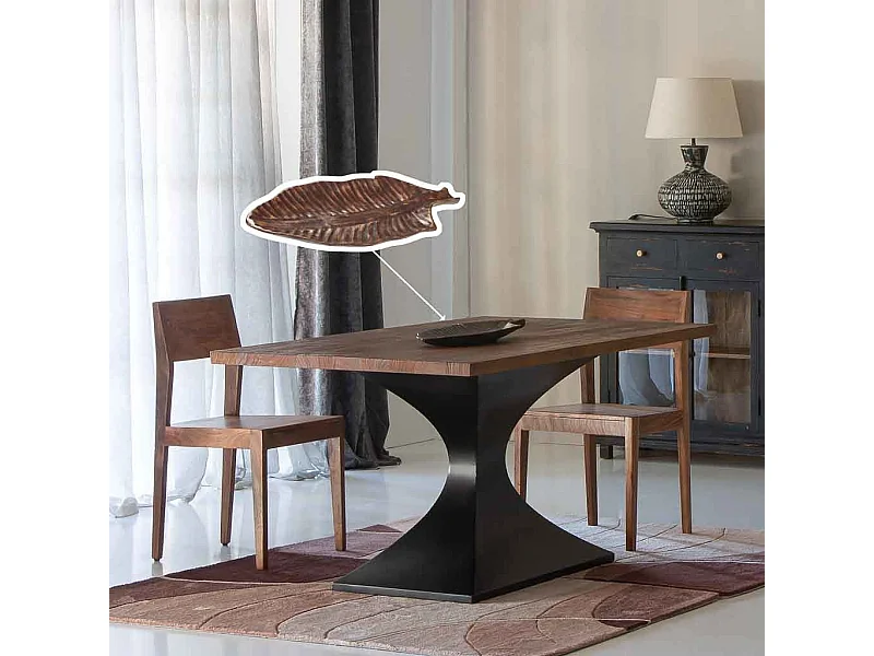 Centro de mesa em folha marrom 54x4,5x23,5