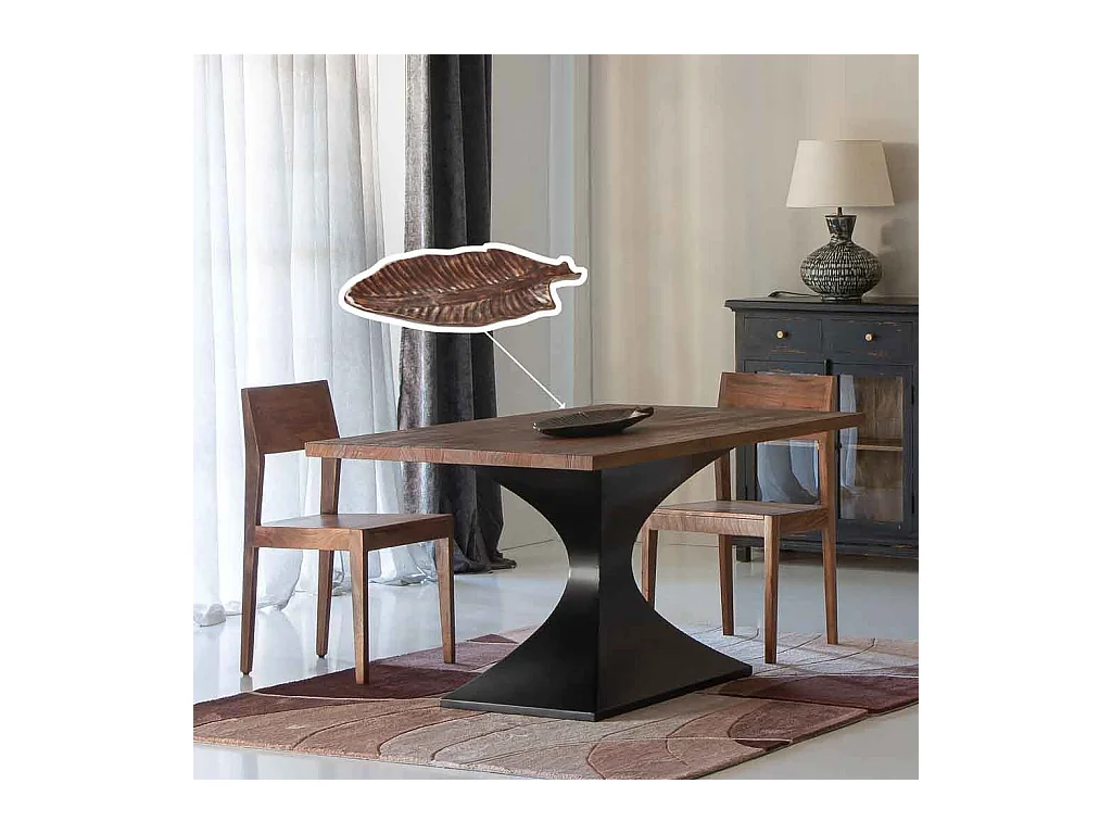 Centrotavola foglia marrone 54x4,5x23,5h