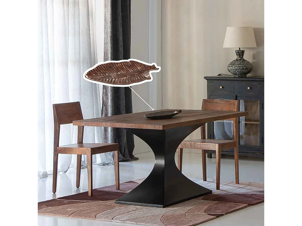 Centrotavola foglia marrone 54x4,5x23,5h