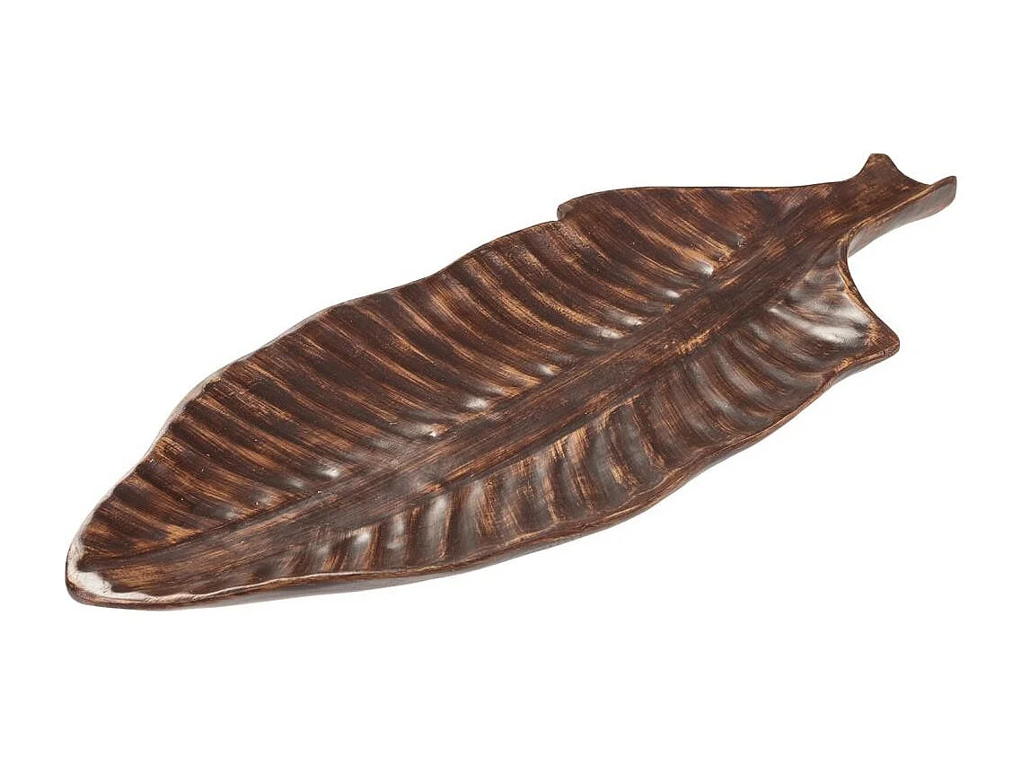 Centrotavola foglia marrone 54x4,5x23,5h