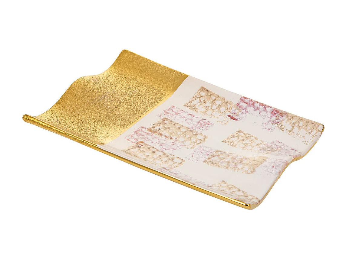 Centro de mesa de cerámica dorado 26x20x3